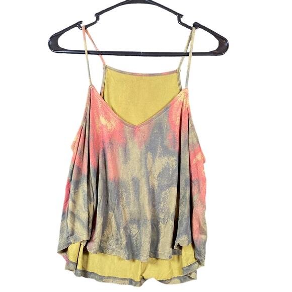 Anthropologie Silence + Noise Womens Tank Tie Dye Geometric Flowy VNeck Medium - Picture 1 of 10